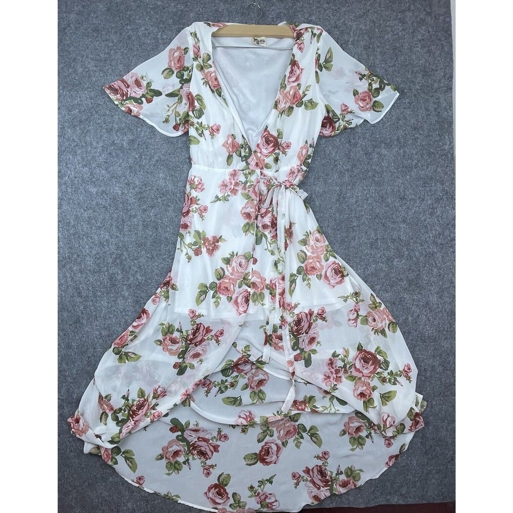 Show Me Your Mumu Dress Large Floral Maxi Boho Cottage Sheer Peasant Hi Low‎